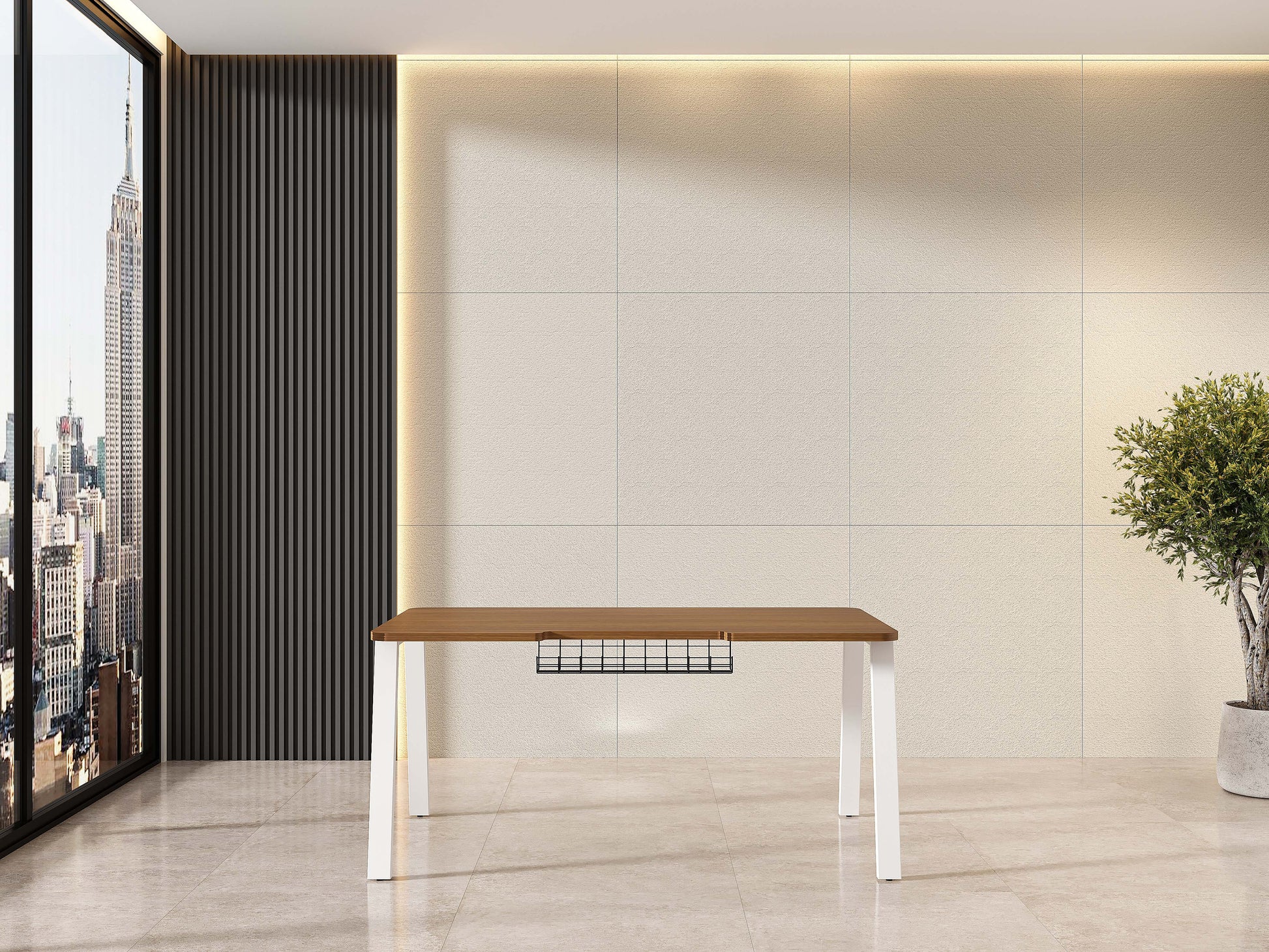 Fixed Desk with Rounded Top by Codutti